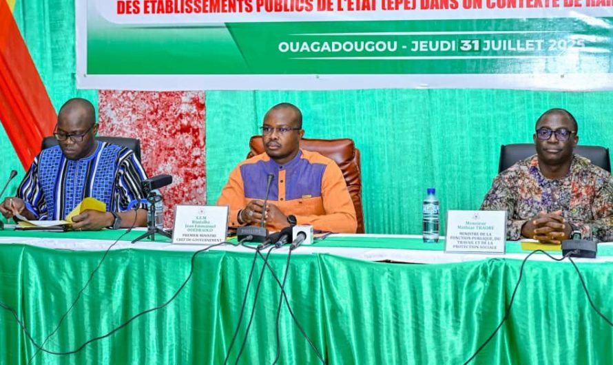 Burkina Faso : Le PM Rimtalba Jean Emmanuel Ouédraogo préside la 26ᵉ session de l’AG des Établissements Publics de l’État